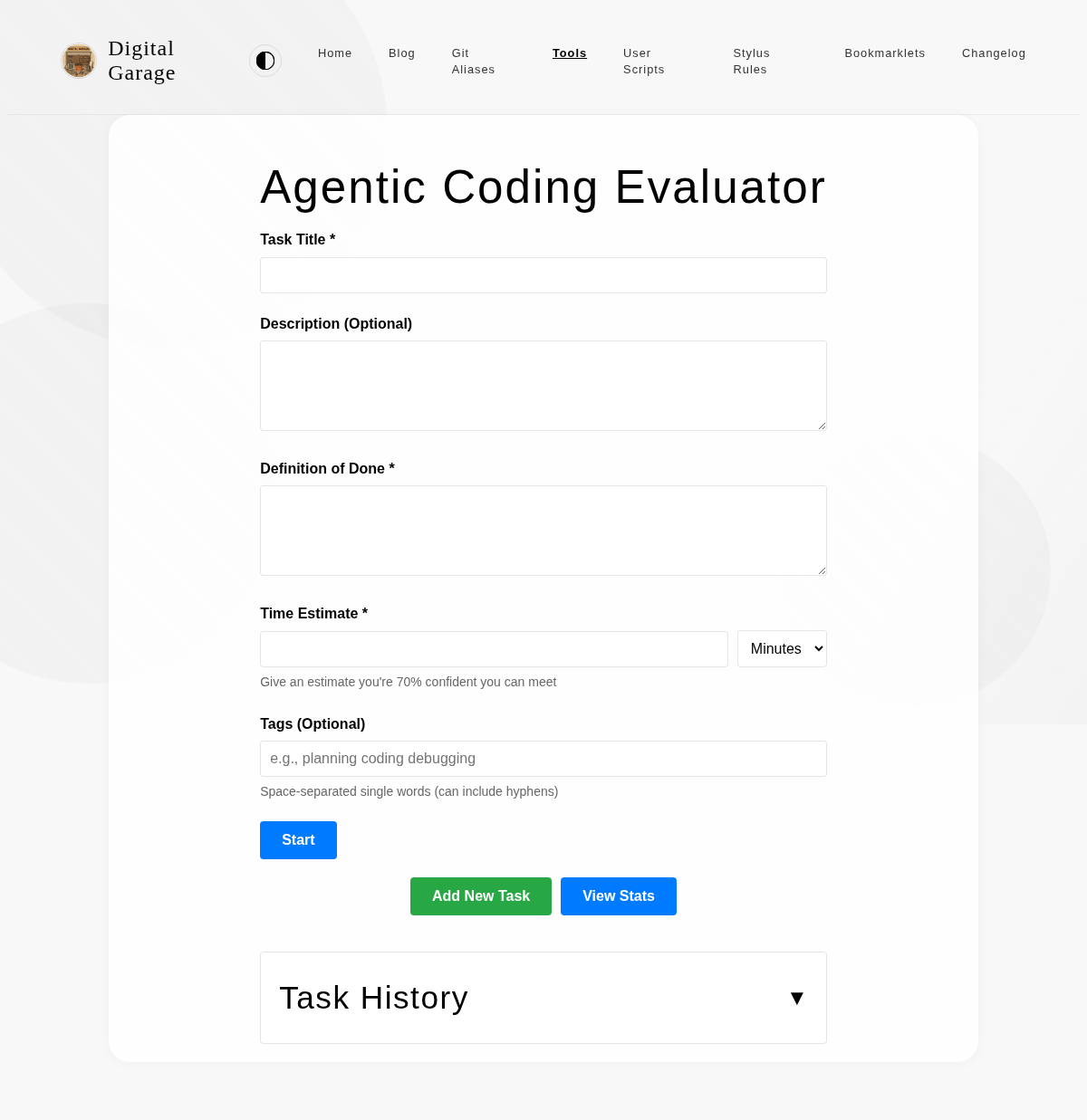 Screenshot of Agentic Coding Evaluator