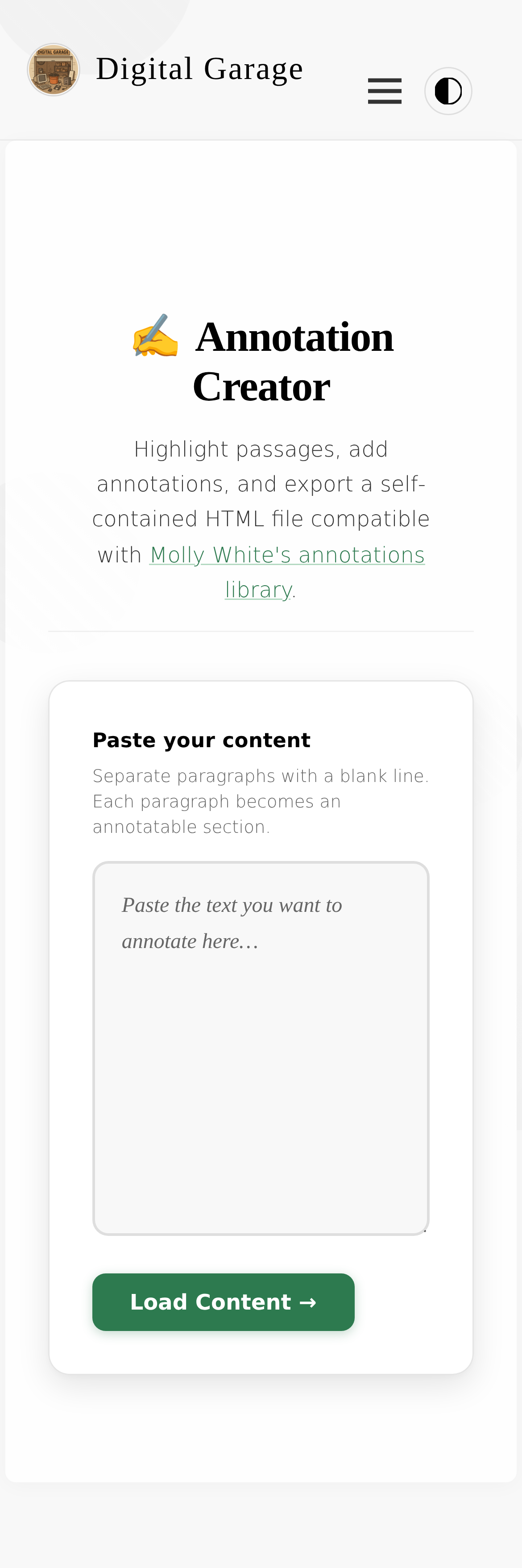 Screenshot of Annotation Creator v1.0.0 on mobile