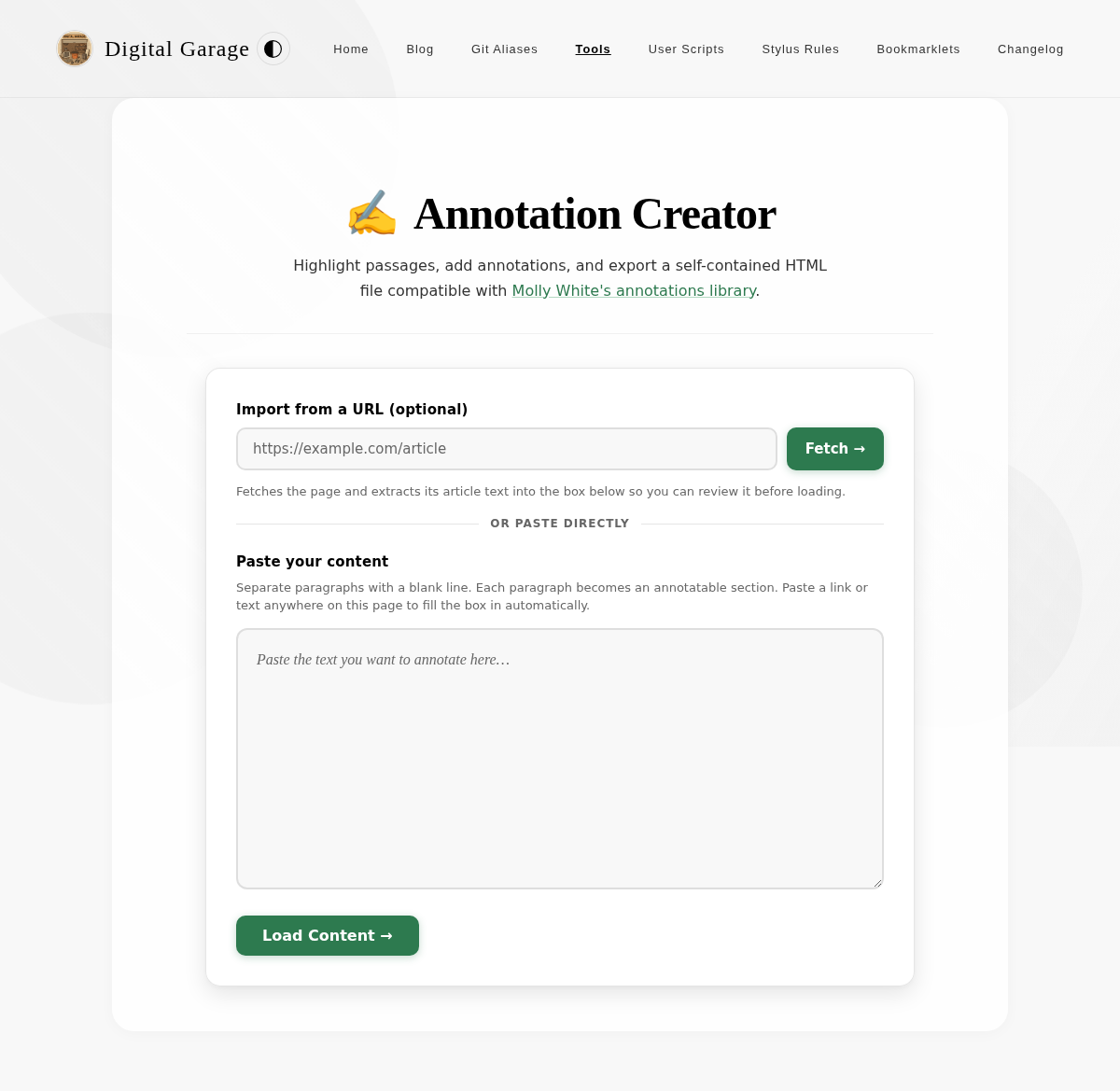 Screenshot of Annotation Creator