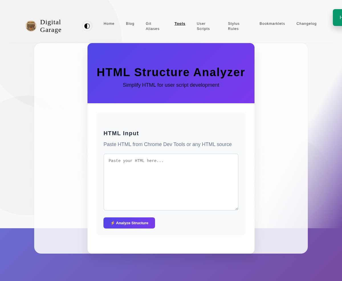 Screenshot of HTML Structure Simplifier