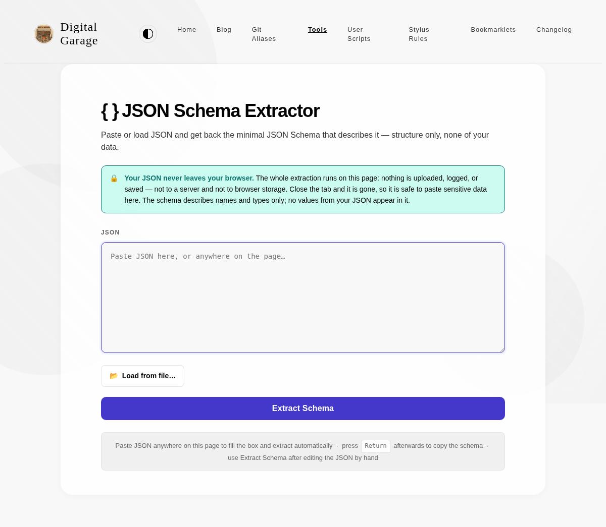 Screenshot of JSON Schema Extractor