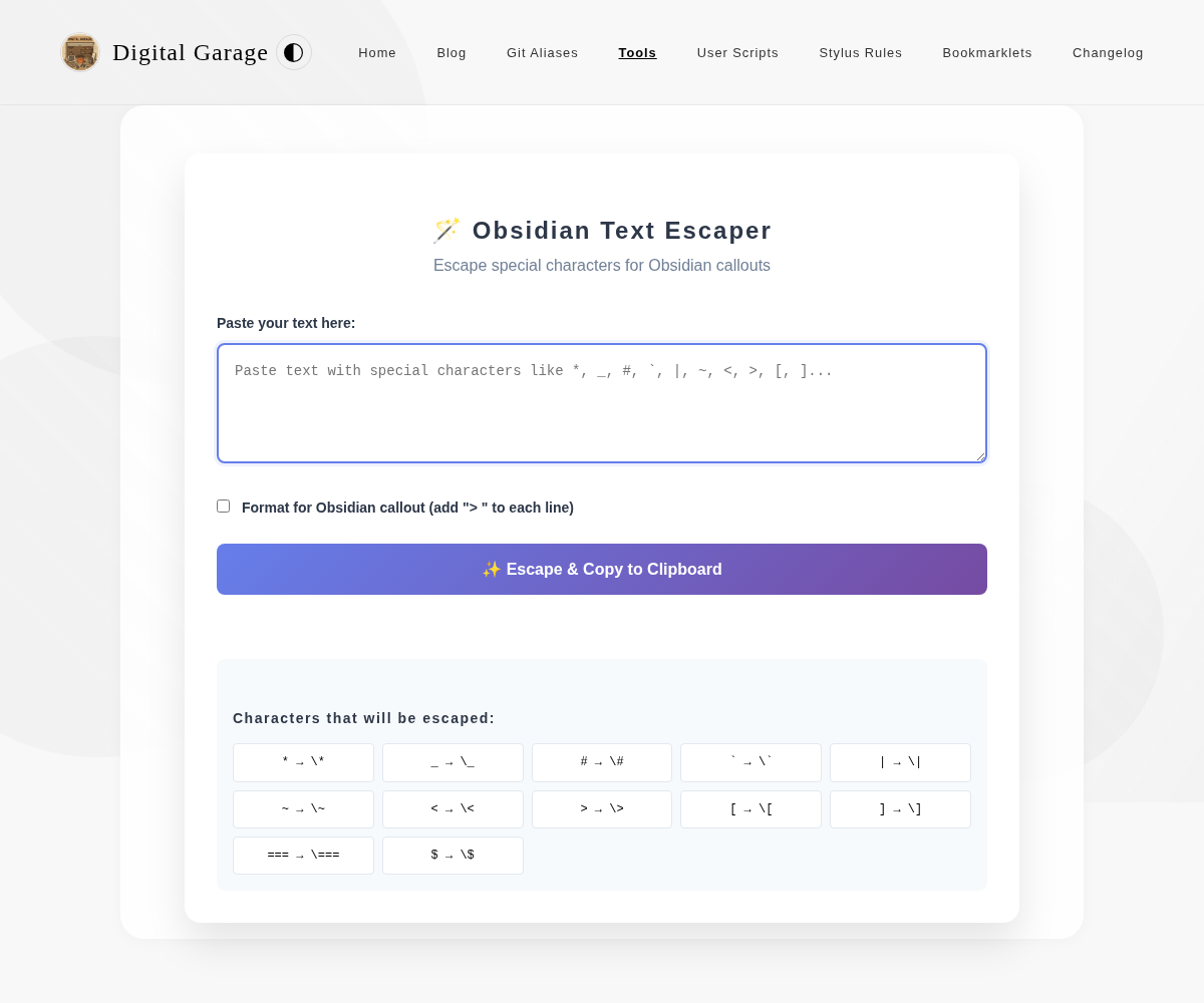 Screenshot of Obsidian Text Escaper v1.2.0
