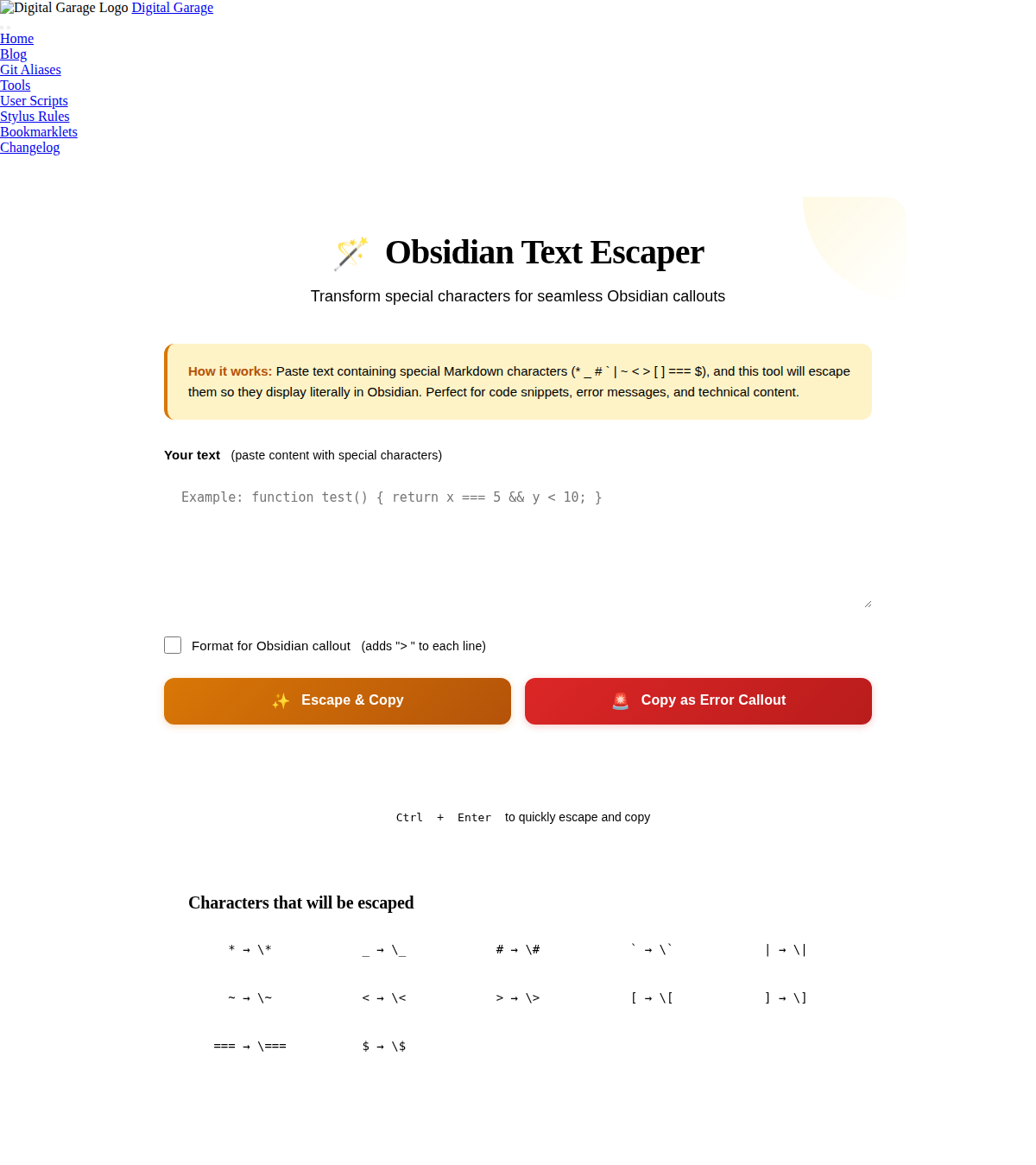 Screenshot of Obsidian Text Escaper v2.0.0